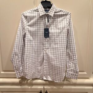Perry Ellis White and Blue Plaid Shirt